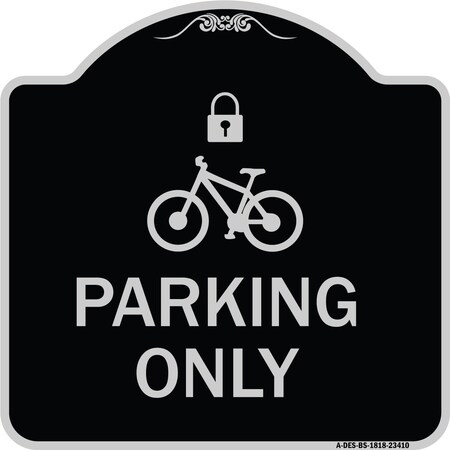 Signmission Parking With Cycle and Lock Symbol Heavy-Gauge Aluminum Architectural Sign, 18" x 18", BS-1818-23410 A-DES-BS-1818-23410